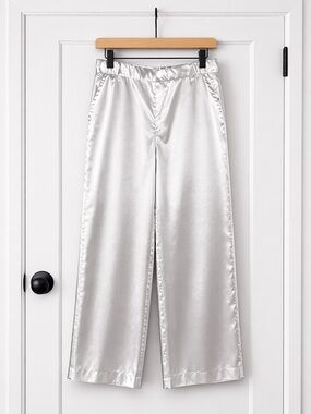 Pure White Satin Wide-Leg Pants Sz XL